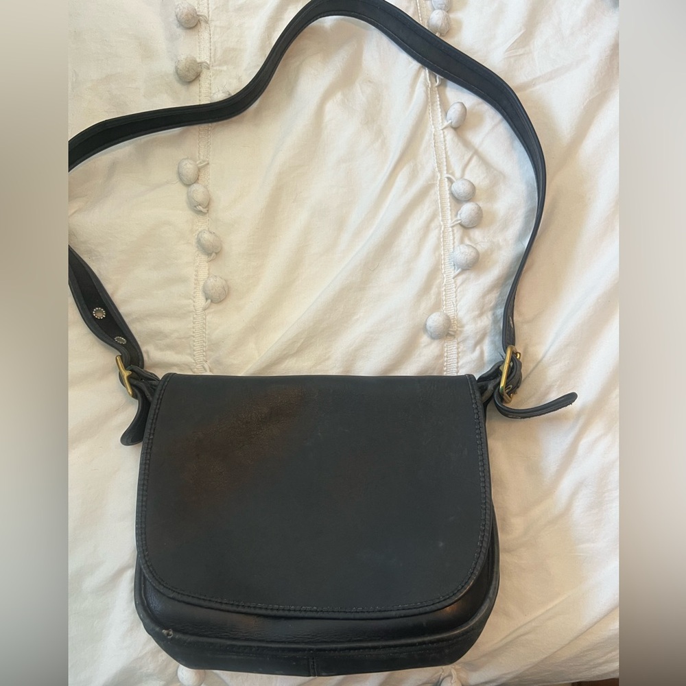 Black Vintage Leather Shoulder Bag COACH